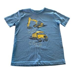 Planet Cotton Blue Dirt Crew T-Shirt with Yellow Construction Print Boys, Size 5
